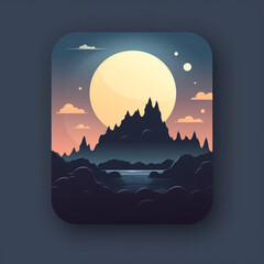 landscape with moon and stars 3d icon