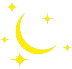 Beautiful moon surrounded by yellow stars