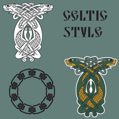 Banner in the Celtic style. Celtic knot patterns with animals.