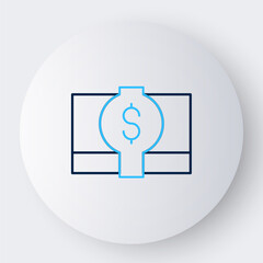 Line Stacks paper money cash icon isolated on white background. Money banknotes stacks. Bill currency. Colorful outline concept. Vector