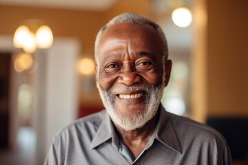 Portrait of a smiling senior African American man in his home - Powered by Adobe