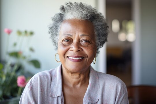 Portrait of a senior woman posing in her home