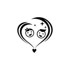 Family Combined with Abstract Loving Hearth. logo design vector inspiration.