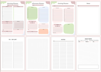 Minimalist planner pages templates. Printable Life & Business Planner Set. Life and business planner. Morning Planner,Afternoon,Evening Planner,Daily Note,Note,to do list ,Printable Planner Page .
