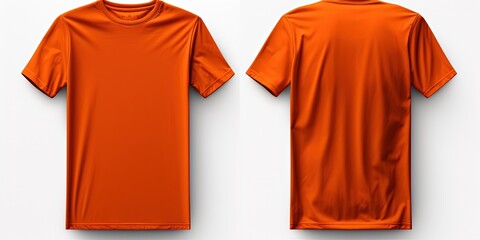 Plain orange mockup t - shirt template, with views, front and back, isolated on transparent background - obrazy, fototapety, plakaty