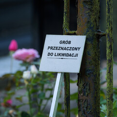 
CEMETERY - A sign with the inscription 