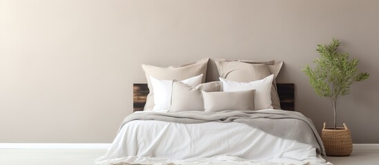 Fototapeta na wymiar Bedroom with white pillows