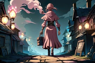 person in the night pink hair girl