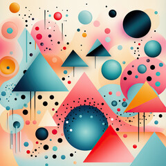 Abstract background with flat and volumetric geometric shapes.