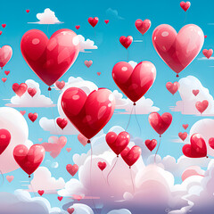Colorful heart-shaped balloons