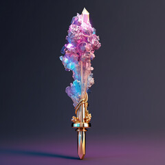A Sword with a Crystal Blade and Hilt,Game props crystal sword 3D object design