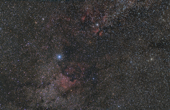 Milky Way in the constellation of Cygnus and the  North America nebula. Stars  Deneb and Caph. Night sky chart and  stars background 
