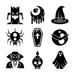 Halloween Glyph Vector Elements Set 