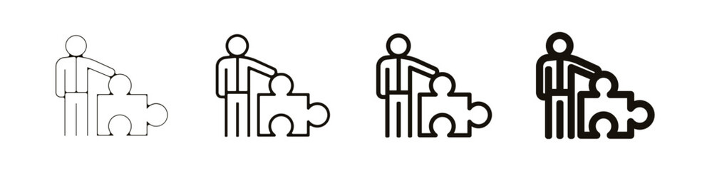 Puzzle concept Teambuilding entreprise travail pictogramme icône et symbole logo