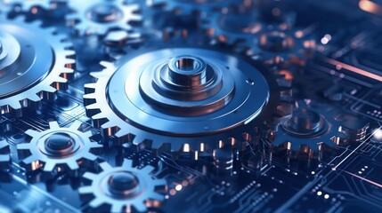 Metal gear sprockets in well used machine, closeup still life with beautiful textures and shape. Detail gear wheel