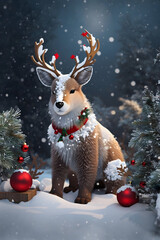 Reindeer Posing For Christmas Poster