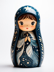 Christmas greeting with a russian doll of the Virgin Mary