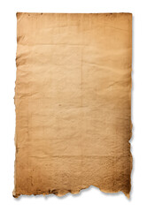 Old worn parchment isolated on transparent background