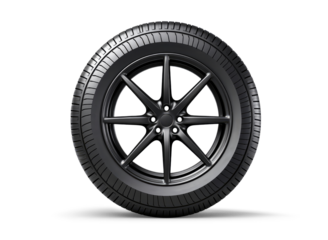 Car wheel with rim and tire isolated on transparent background