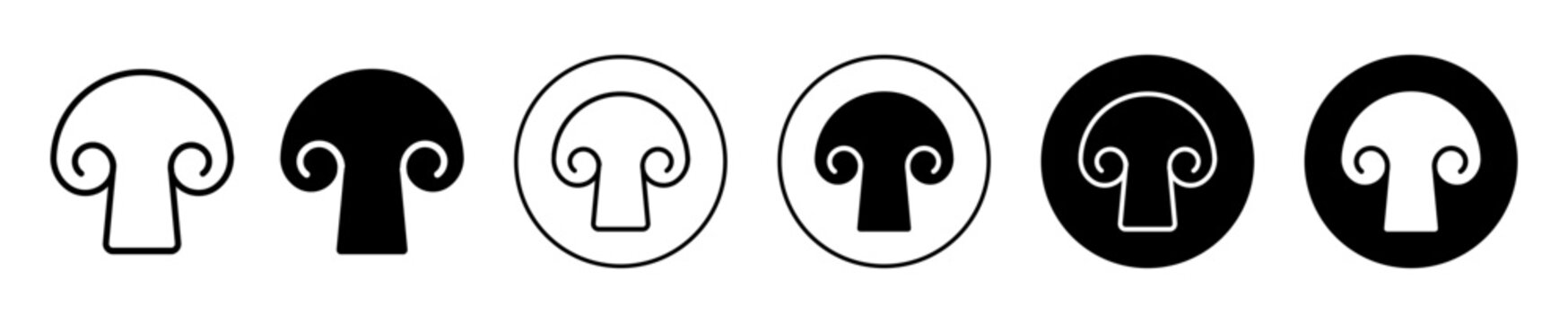 mushroom icon. organic and natural mushroom top or cap symbol set. Vegan diet food of fungus vector sign. Mushroom fungi line logo