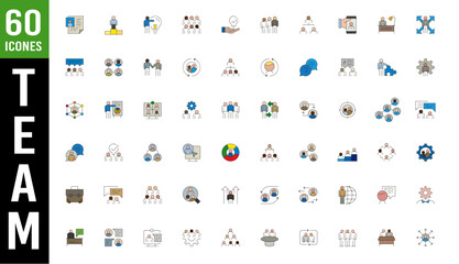 Teambuilding entreprise travail collaborateur pictogrammes et symboles icones collection