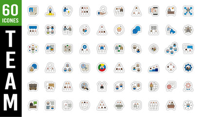 Teambuilding entreprise travail collaborateur pictogrammes et symboles icones collection