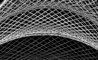 monochromatic string art abstract pattern on black background - obrazy, fototapety, plakaty