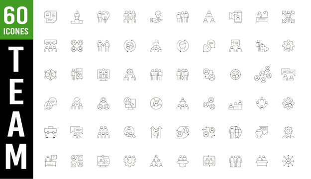 Teambuilding entreprise travail collaborateur pictogrammes et symboles icones collection