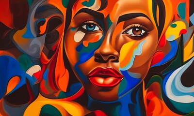 Woman Abstract Paintings with Vivid Colors (JPG 300Dpi 12000x7200)