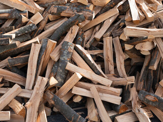 pile of high quality beech firewood for home heating