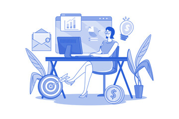 Businesswoman working with desktop computer