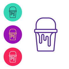 Set line Paint bucket icon isolated on white background. Set icons colorful. Vector