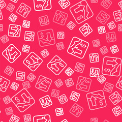 White line Financial growth decrease icon isolated seamless pattern on red background. Increasing revenue. Vector