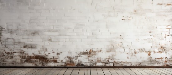 Background of rural room with a white brick wall