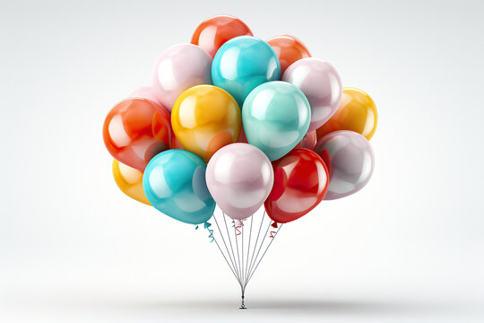 colorful balloons background,3d render of a bunch of balloons,balloons isolated on white background,colorful balloons isolated on white
