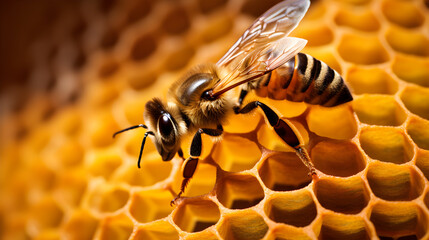 Honeybee building honeycomb