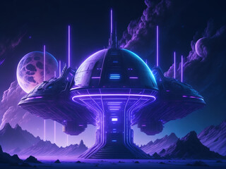 The space station. Fiction, scientific research, unreal. AI