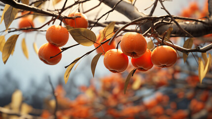 Frost rain solar term, Chinese wind autumn fruit harvest illustration