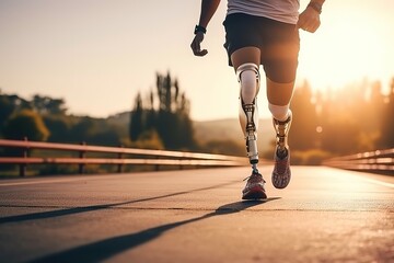 A person with disabilities is engaged in running - obrazy, fototapety, plakaty