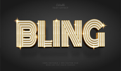 Bling Text Effect Style. Editable text effect style luxury gold.