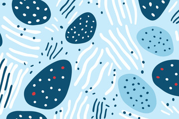 Christmas winter seamless pattern, abstract style. Good for fashion fabrics, children’s clothing, T-shirts, postcards, email header, wallpaper, banner, posters, events, covers, advertising, and more.