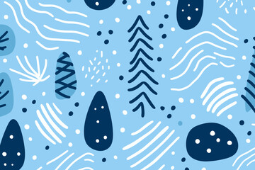 Fototapeta na wymiar Christmas winter seamless pattern, abstract style. Good for fashion fabrics, children’s clothing, T-shirts, postcards, email header, wallpaper, banner, posters, events, covers, advertising, and more.