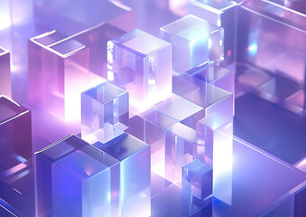 A futuristic cityscape of transparent cubes,abstract blue cubes background,abstract background with cubes