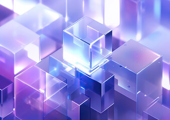 A futuristic cityscape of transparent cubes,abstract blue cubes background,abstract background with cubes - obrazy, fototapety, plakaty