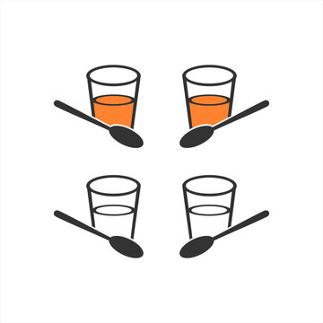 glass and spoon logo design, drink logo design, illustration of stirring a drink in a glass
