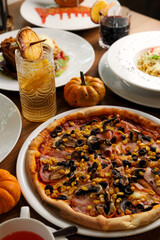 glintwein autumn menu grok pasta pumpkin halloween pizza croissant soup drink tea cheescakes meats
