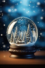 Fototapeta na wymiar A snow globe capturing a miniature winter wonderland with swirling snowflakes. winter, new year, Christmas.