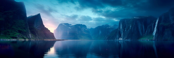 towering cliffs, and the soft colors of a polar twilight.