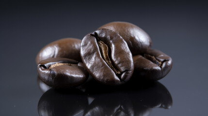 Coffee beans on a black background