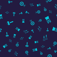Set Lollipop, Magician hat and rabbit ears, Unicycle and Dart arrow on seamless pattern. Vector © Iryna